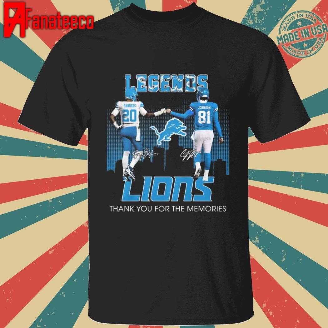 Sanders and Johnson Legends Detroit Lions Thank You For The Memories T-Shirt