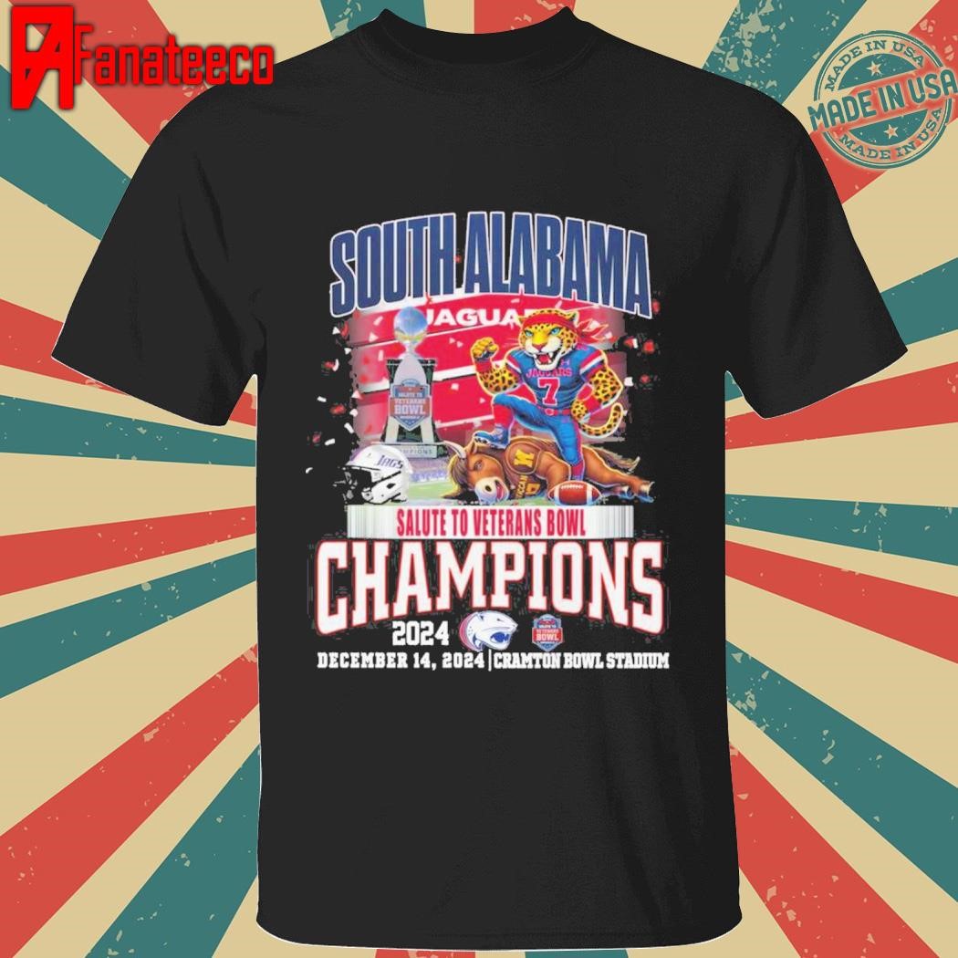 South Alabama Jaguars Football Salute To Veterans Bowls Champions 2024 T-Shirt