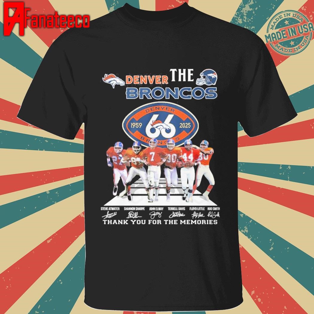 The Denver Broncos 1959-2025 66 Years Signature Thank You For The Memories signatures shirt