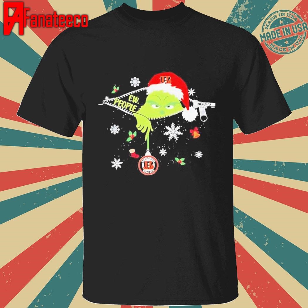 The Grinch Ew People holding Cincinnati Bengals Christmas ornament shirt