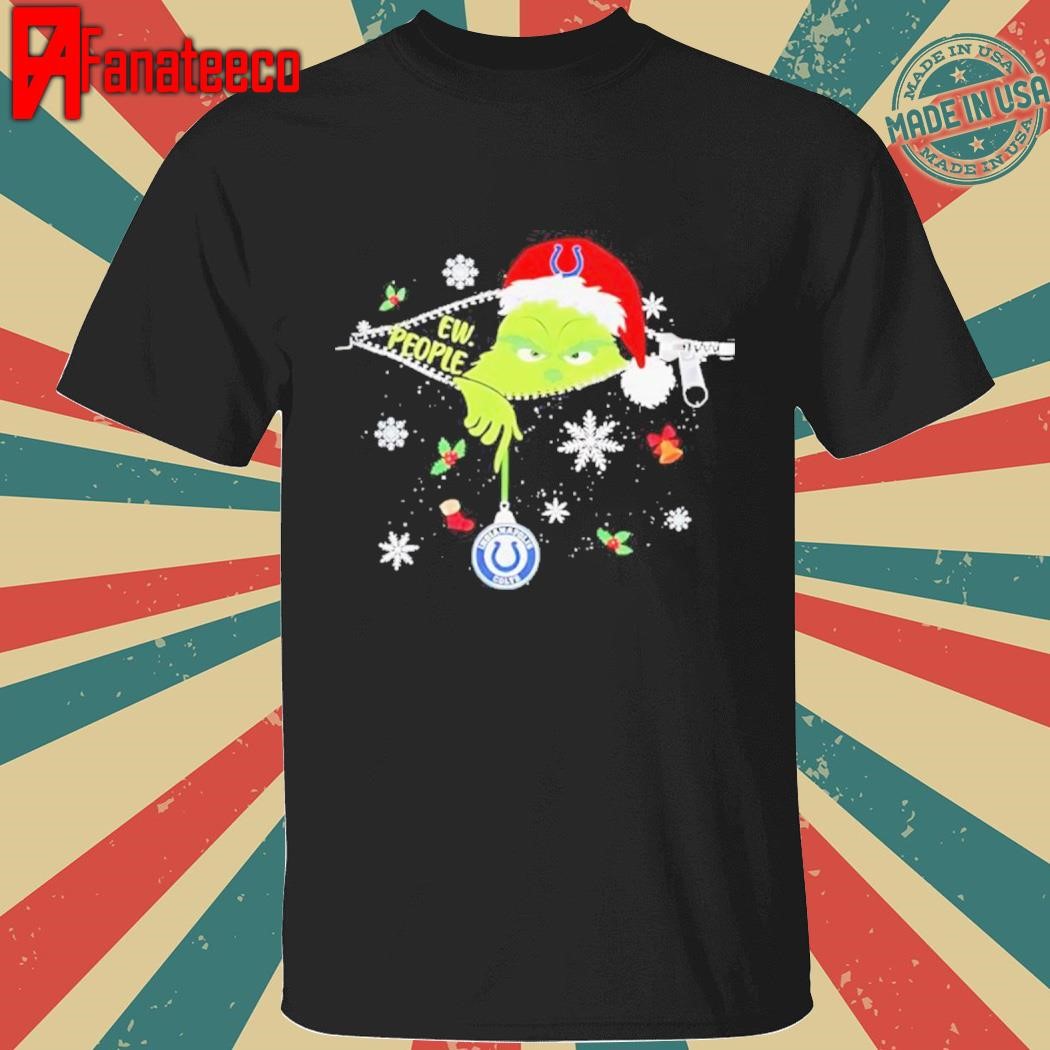 The Grinch Ew People holding Indianapolis Colts Christmas ornament shirt