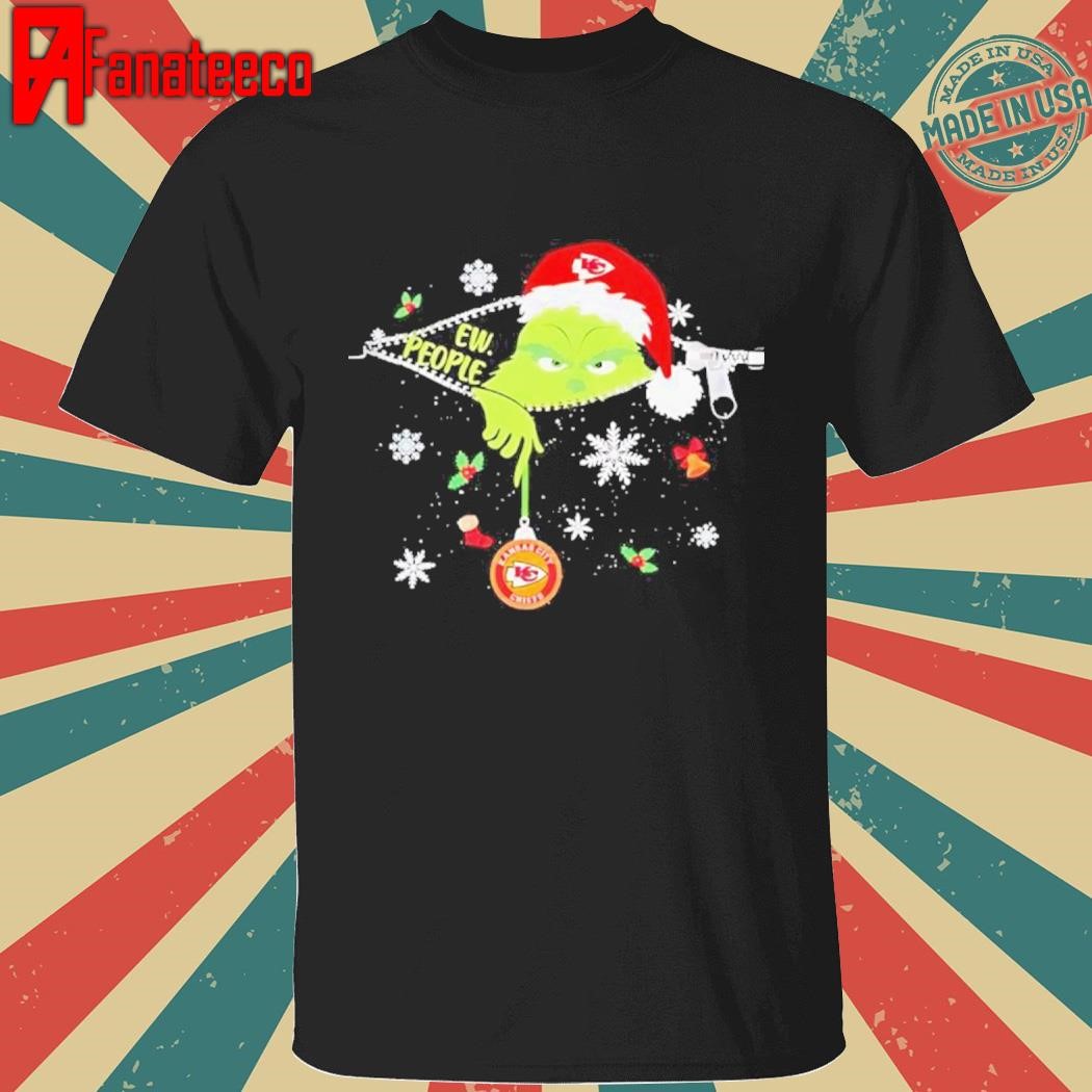 The Grinch Ew People holding Kansas City Chiefs Christmas ornament shirt