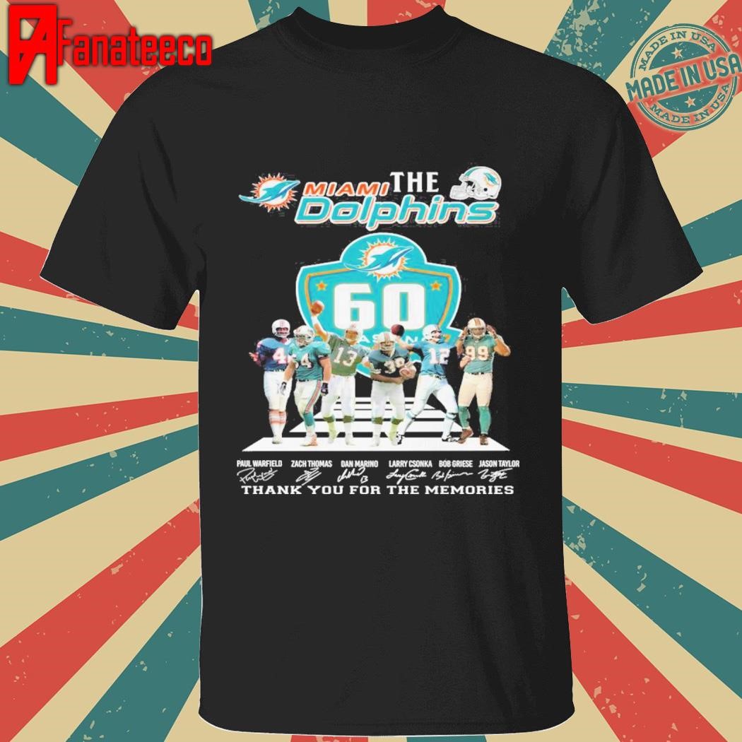 The Miami Dolphins 60 Seasons Thank You For The Memories T-Shirt