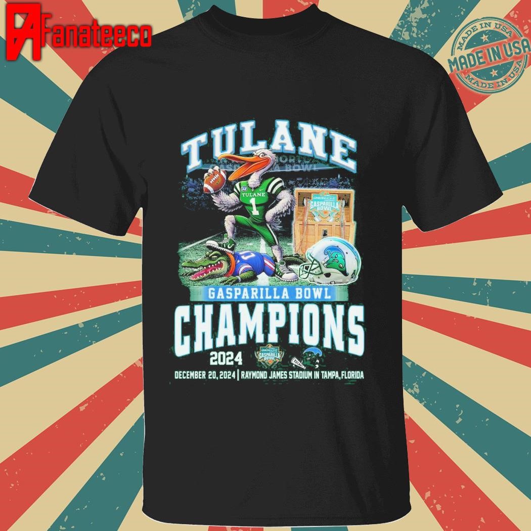 Tulane Green Wave Gasparilla Bowl Champions 2024 Waving T-Shirt