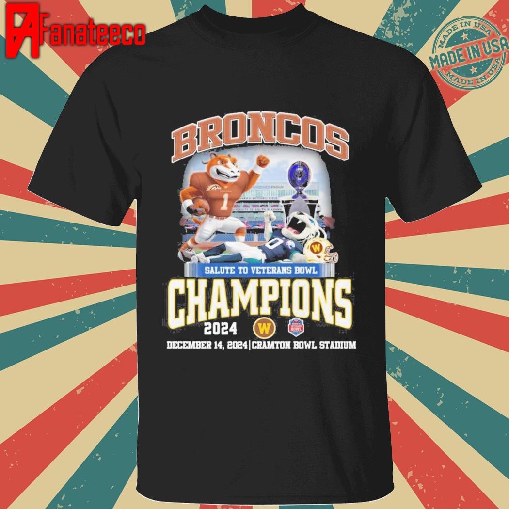 Western Michigan Broncos Salute To Veterans Bowls Champions 2024 Celebrating T-Shirt